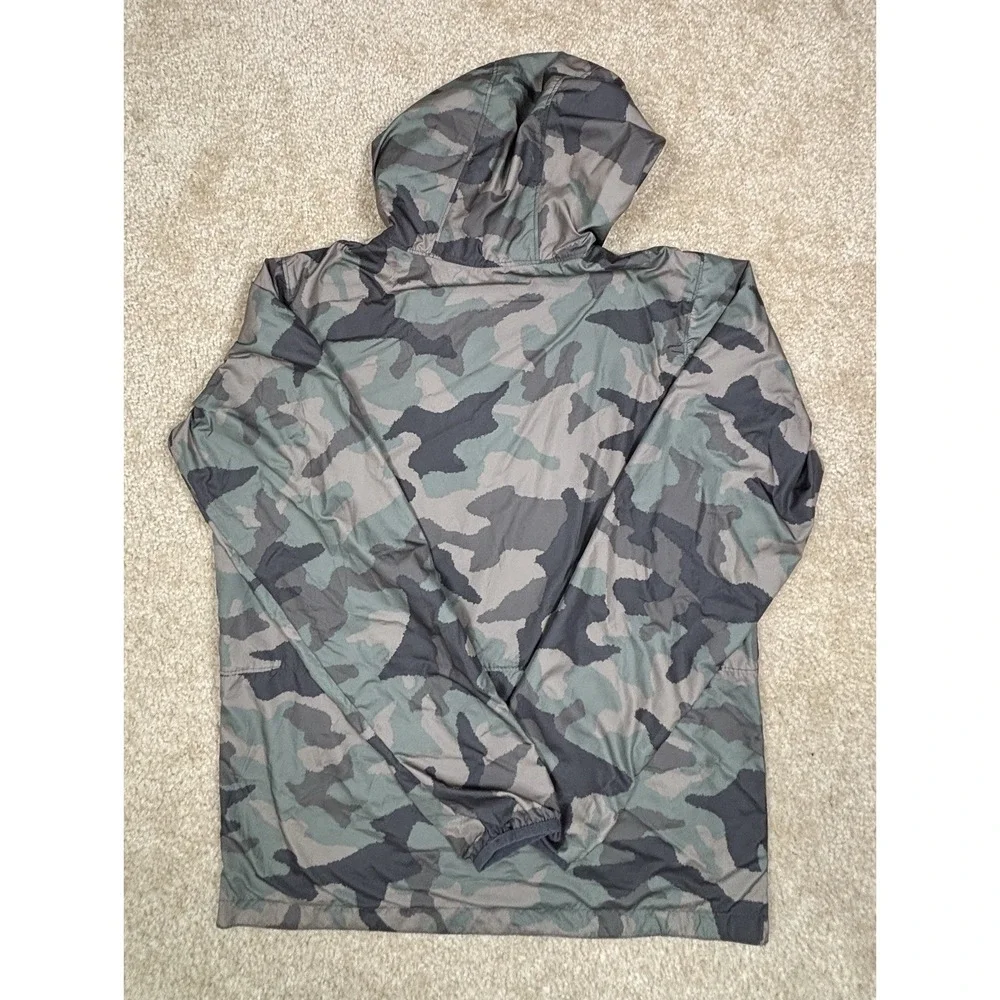 Columbia Reversible Jacket Mens Medium Camo Black Hooded Full Zip Windbreaker